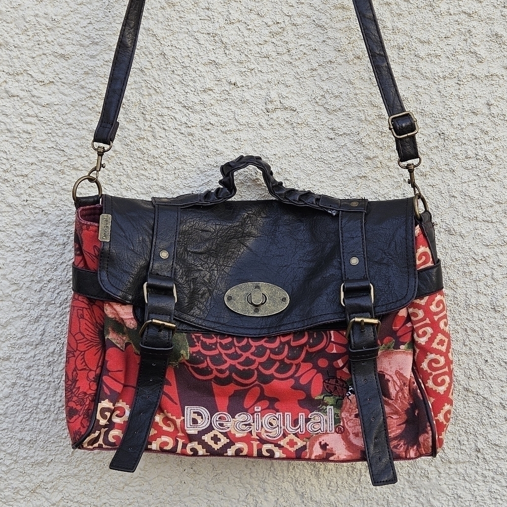 Desigual Bols Avatar Carryover top handle briefcase messenger bag red